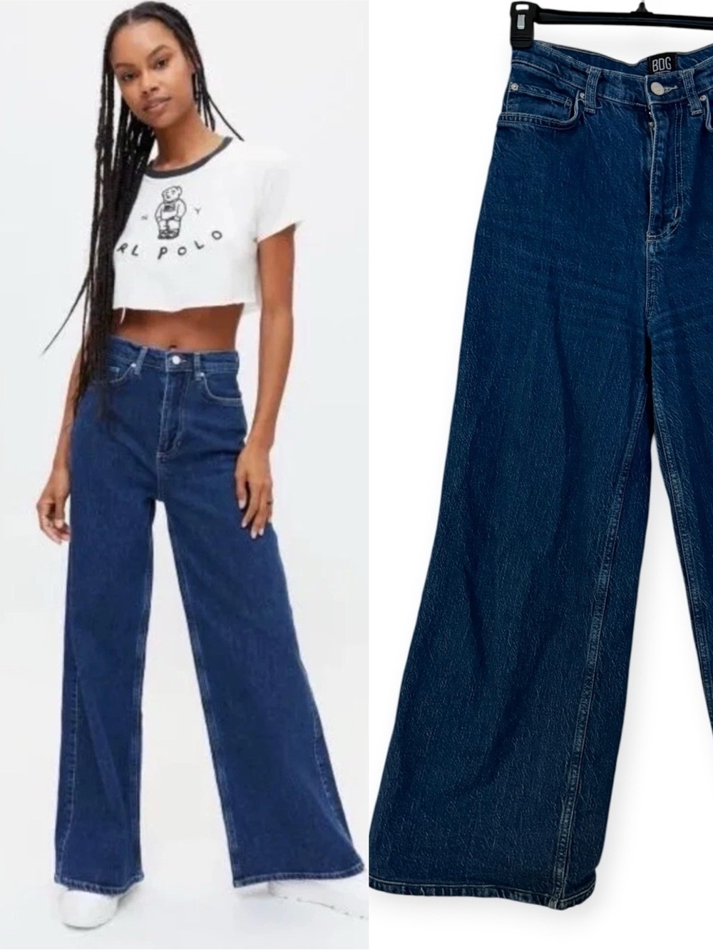 Urban Outfitters BDG A-Wide Jeans Dark Wash Wide Leg High Waist Size 28 Blue